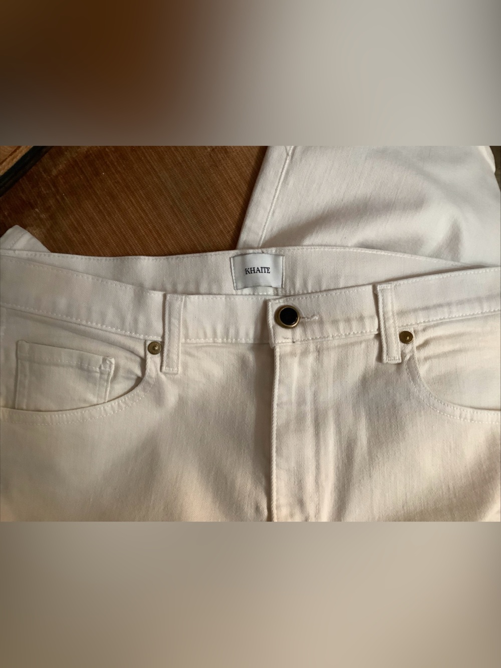 Khaite Wendell Cropped Wide Leg Jeans Size 30 Ivory Cream Denim Stretch - Picture 9 of 10